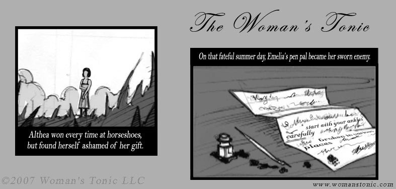 Althea won every time at horseshoes, but found herself ashamed of her gift.  On that fateful summer day, Emelia's pen pal became her sworn enemy.